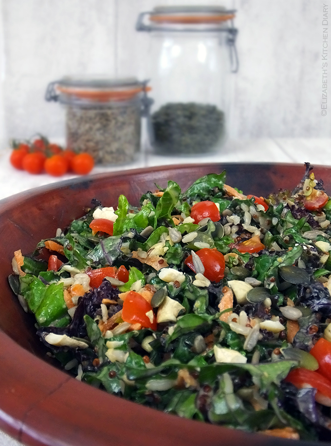 Kale, Brown Rice & Red Quinoa Salad with Miso Dressing - Elizabeth's
