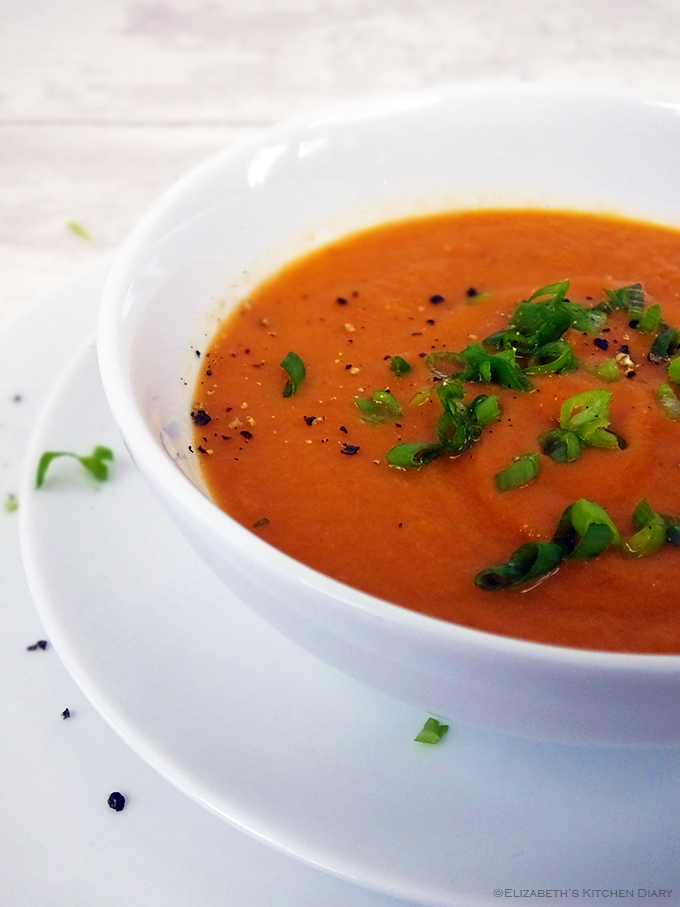 Slow Roasted Tomato & Garlic Soup {vegan} Elizabeth's Kitchen Diary