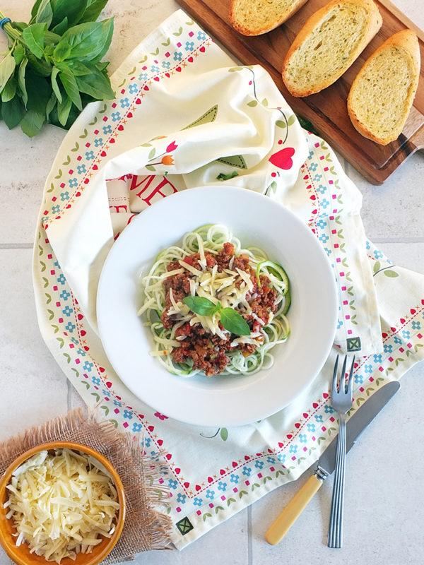 Courgetti Bolognese - a lower carb option.