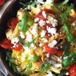 Tagliatelle with artichokes, feta and rocket.This easy 10 minute recipe serves one, but can be scaled up. #pasta #tagliatelle #dinnerforone