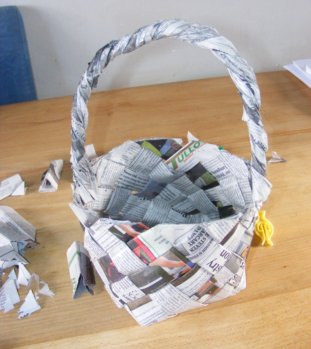 Recycled Newspaper Easter Baskets - Elizabeth's Kitchen Diary