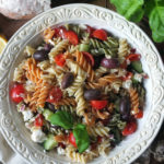 Easy Greek Pasta Salad Recipe #salad #vegetarian #pasta #pastasalad