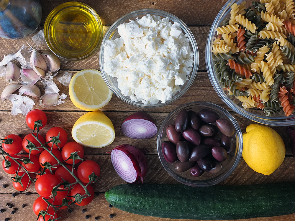 Ingredients for Greek Pasta Salad