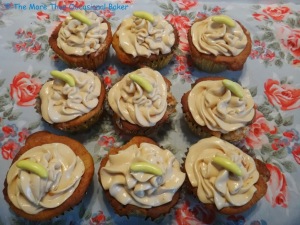 Banana cupcakes with peanut butter cream cheese frosting