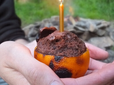 Chocolate Orange Campfire Cake made with real ingredients (no boxed cake mix!)