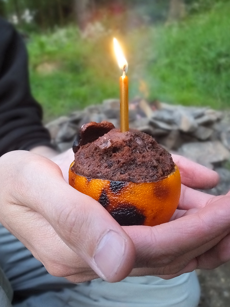 Chocolate Orange Campfire Cake made with real ingredients (no boxed cake mix!)