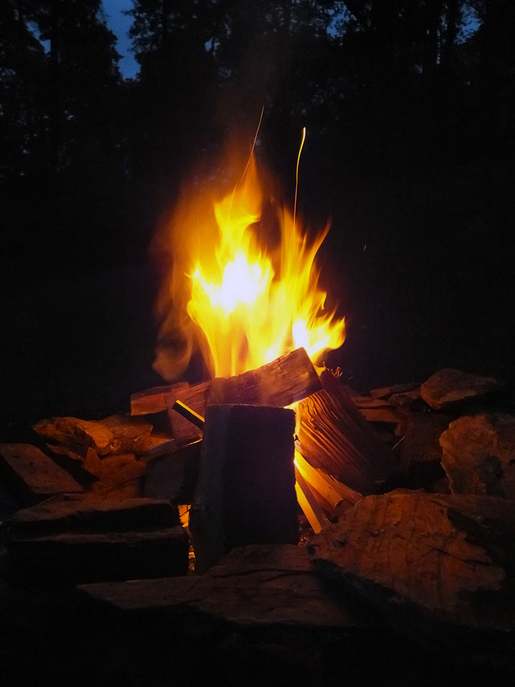 Vegan Camping Recipes - Campfire at night