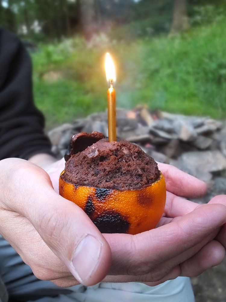 Chocolate Orange Campfire Cake with no cake mix