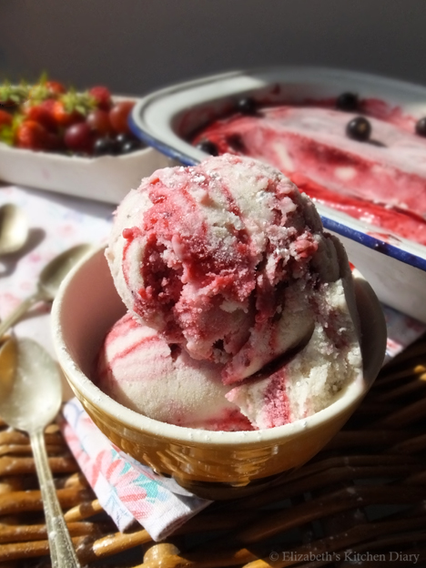 Vegan Blackcurrant Ripple Ice Cream by Elizabeth's Kitchen Diary