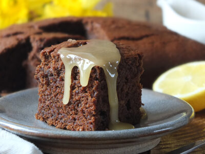 Gingerbread with lemon sauce #gingerbread #cake #baking #lemonsauce #elizabethskitchendiary