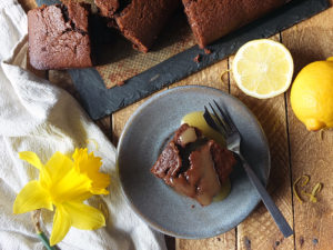 Gingerbread with lemon sauce #gingerbread #cake #baking #lemonsauce #elizabethskitchendiary