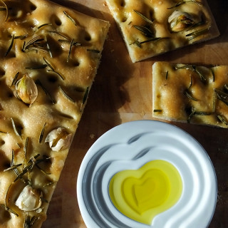 Garlic and Rosemary Focaccia with Smoked Sea Salt