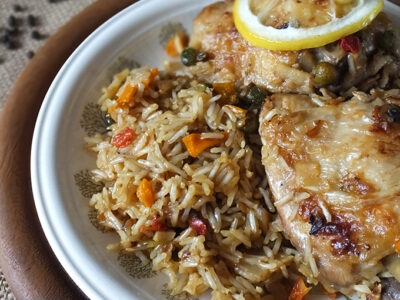 One Pot Lemon Pepper Chicken with Country Vegetable Rice