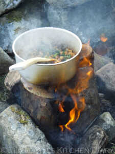 Vegan Middle Eastern Spiced Camp Fire Chickpeas over a Nordic Fire Log