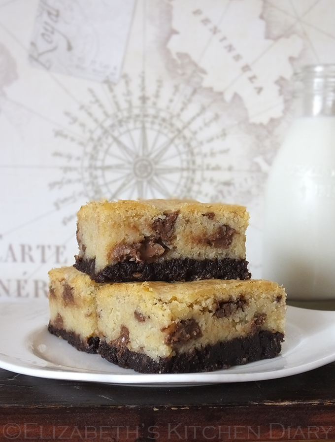 Chocolate Chip Cookie Brownie Bars by Elizabeth's Kitchen Diary