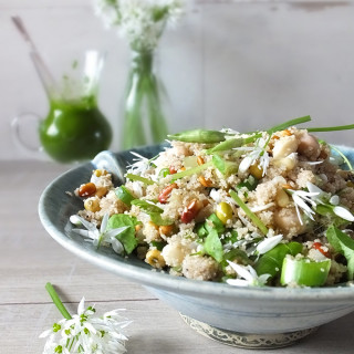 Teff Salad with Sprouted Beans, Pea Shoots and Wild Garlic