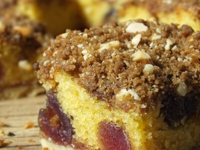 Cherry & Almond Crumble Cake Squares