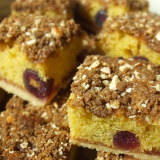 Cherry & Almond Crumble Cake Squares