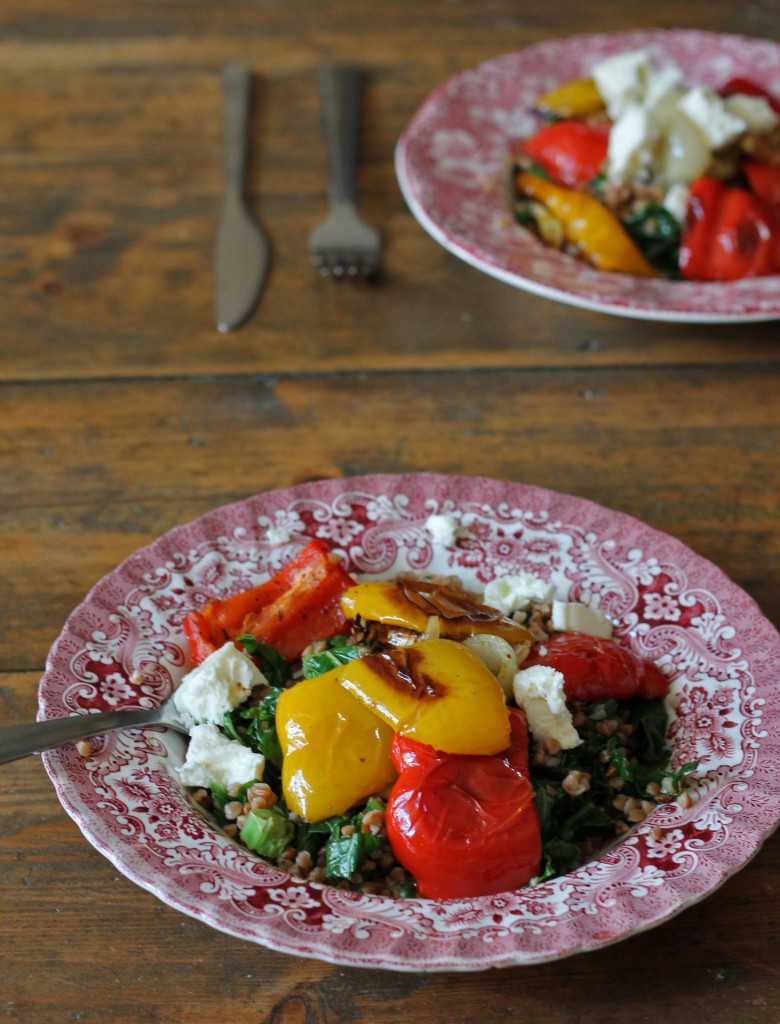 Sumac Roasted Peppers with Kasha Buckwheat Salad