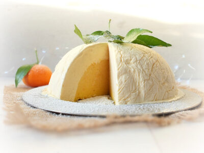 White Chocolate and Clementine Ice Cream Bombe