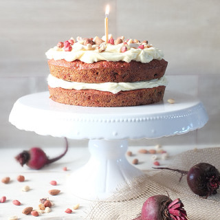 Carrot, Beetroot & Ginger Juice Pulp Cake with Cream Cheese Frosting