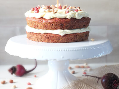 Carrot, Beetroot & Ginger Juice Pulp Cake with Cream Cheese Frosting