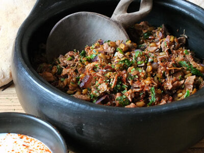 Middle Eastern Spiced Roast Lamb with Freekeh and Baharat Spiked Yogurt