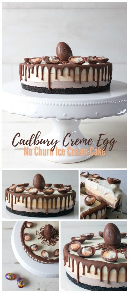 Cadbury Creme Egg No Churn Three Layer Ice Cream Cake 