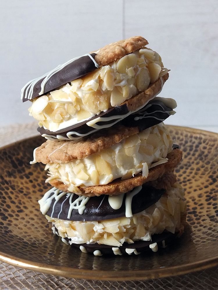 Gluten Free Chocolate Dipped Oatmeal Cookie Ice Cream Sandwiches