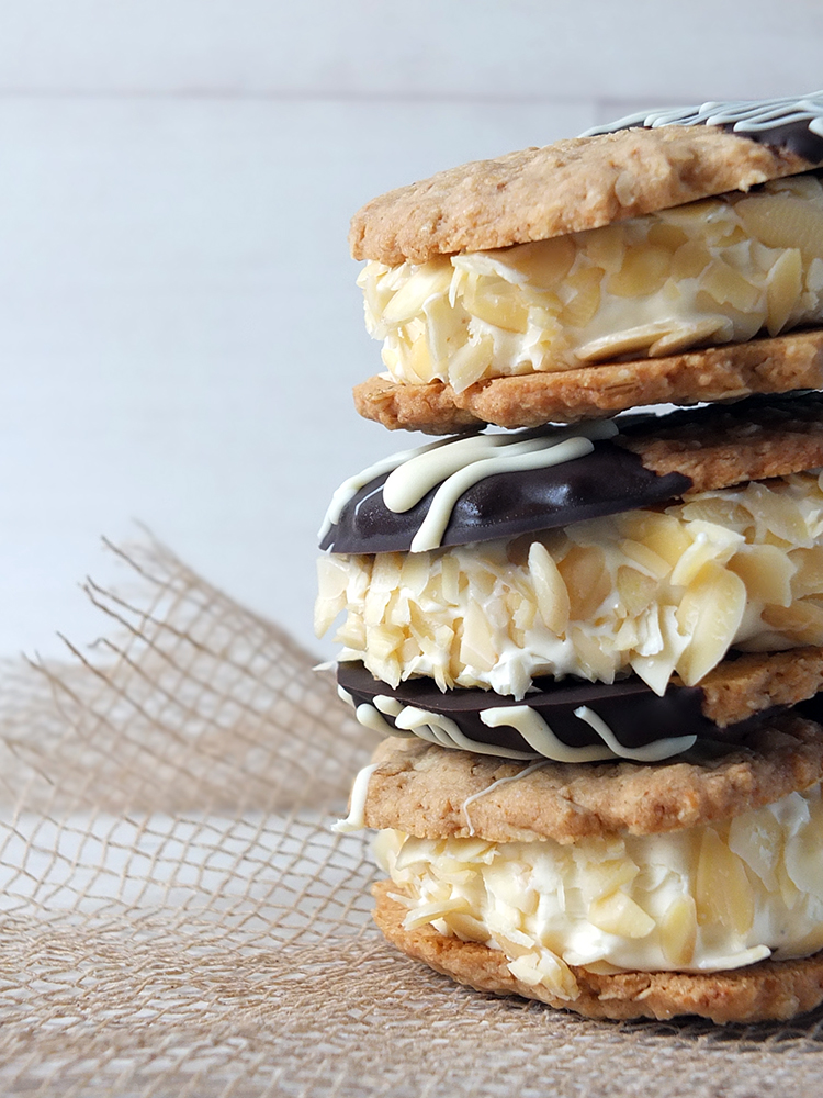 Gluten Free Chocolate Dipped Oatmeal Cookie Ice Cream Sandwiches