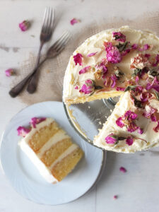 Gluten Free Vanilla Sponge with Rose Scented Buttercream Frosting