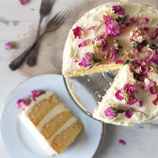 Gluten Free Vanilla Sponge with Rose Scented Buttercream Frosting