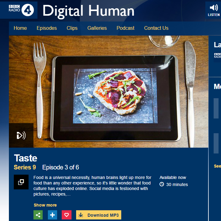 BBC Radio 4 Digital Human: Taste