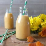 Sunshine Smoothie - a delicious combination of soya milk, mango, nectarine, carrot and apricot.