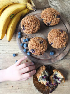 Banana Blueberry Streusel Muffins
