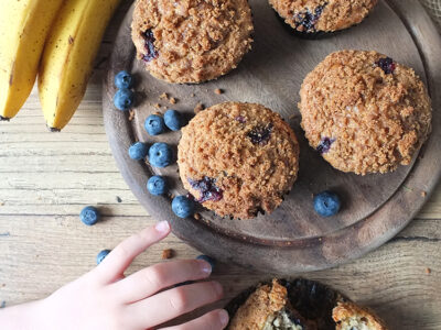 Banana Blueberry Streusel Muffins