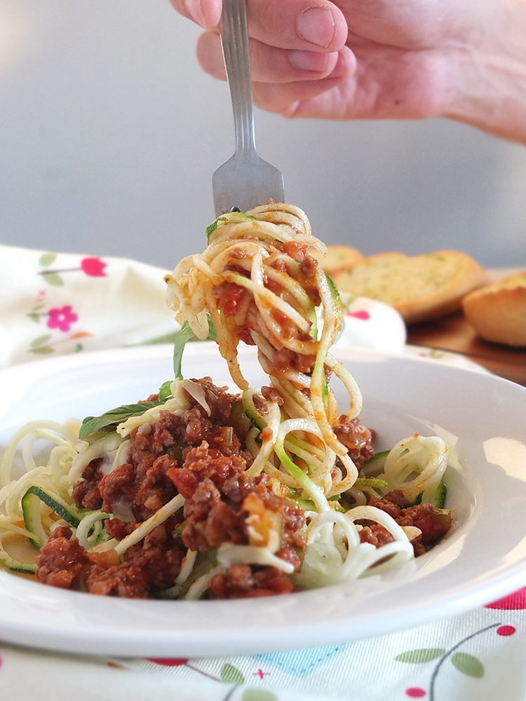 Courgetti Bolognese - a lower carb option.