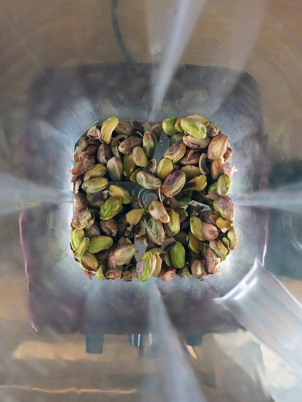 Grinding pistachios in the Froothie