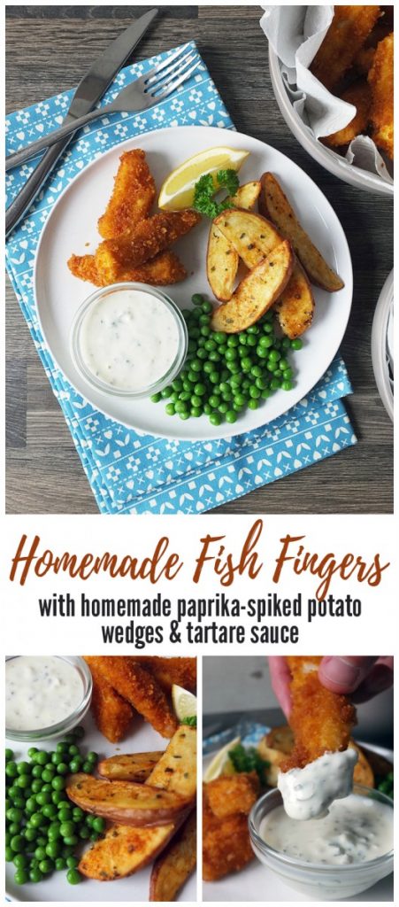 Homemade Fish Fingers, Paprika-Spiked Potato Wedges and Tartare Sauce