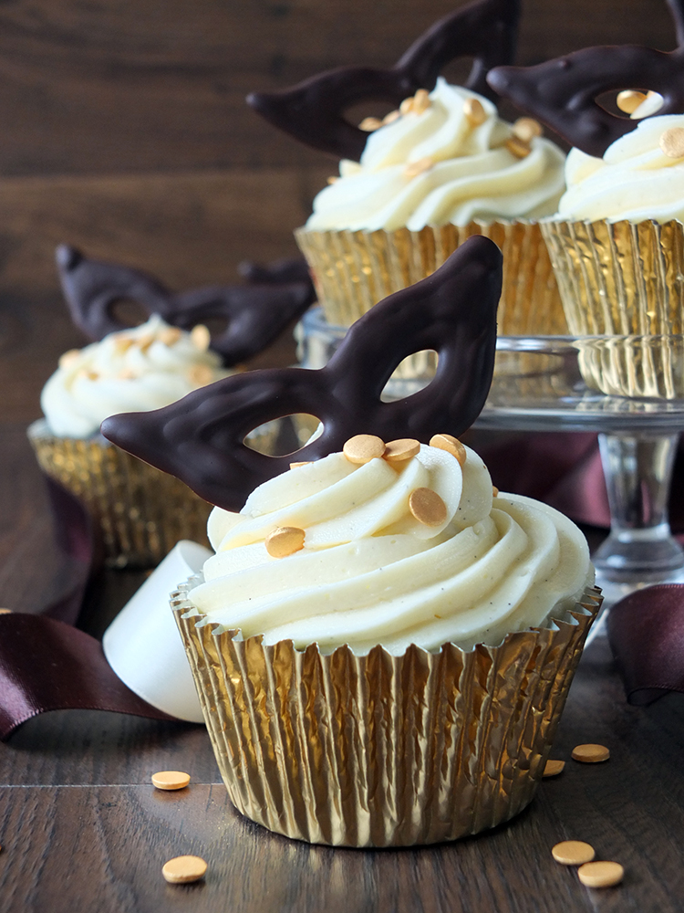 Chocolate Fudge Masquerade Cupcakes with a Bourbon Vanilla Buttercream