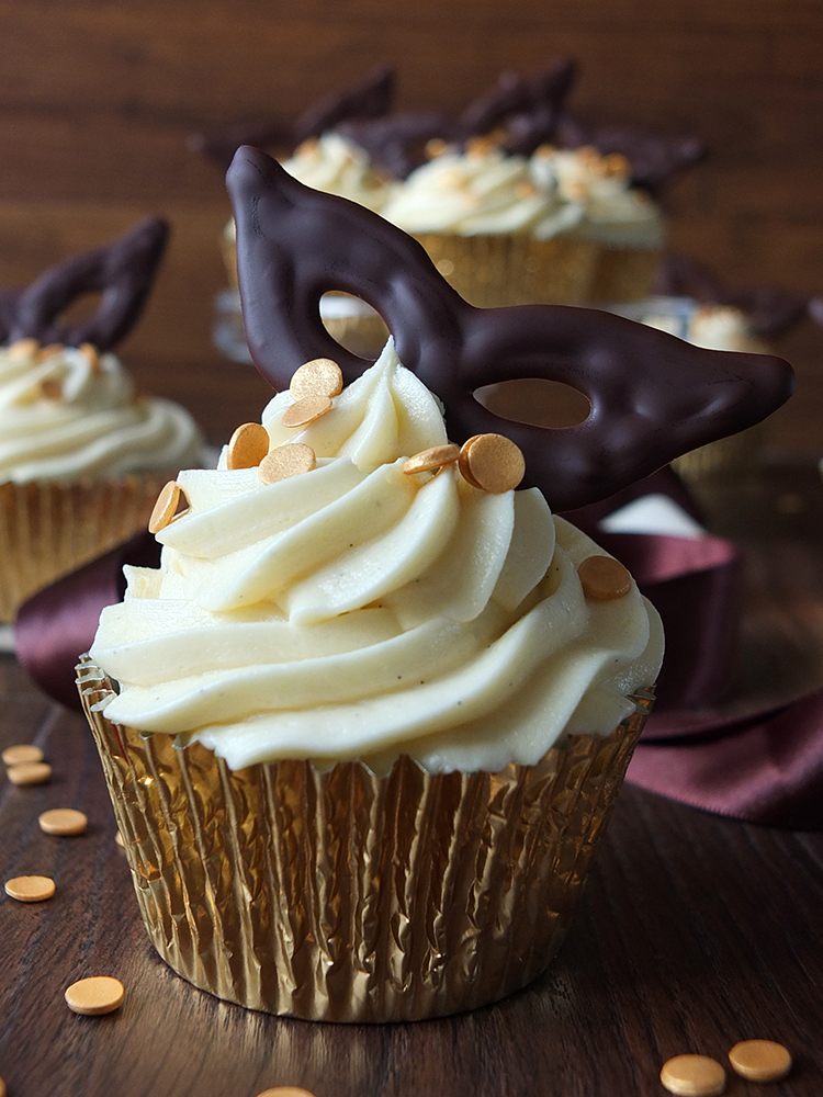 Chocolate Fudge Masquerade Cupcakes with a Bourbon Vanilla Buttercream