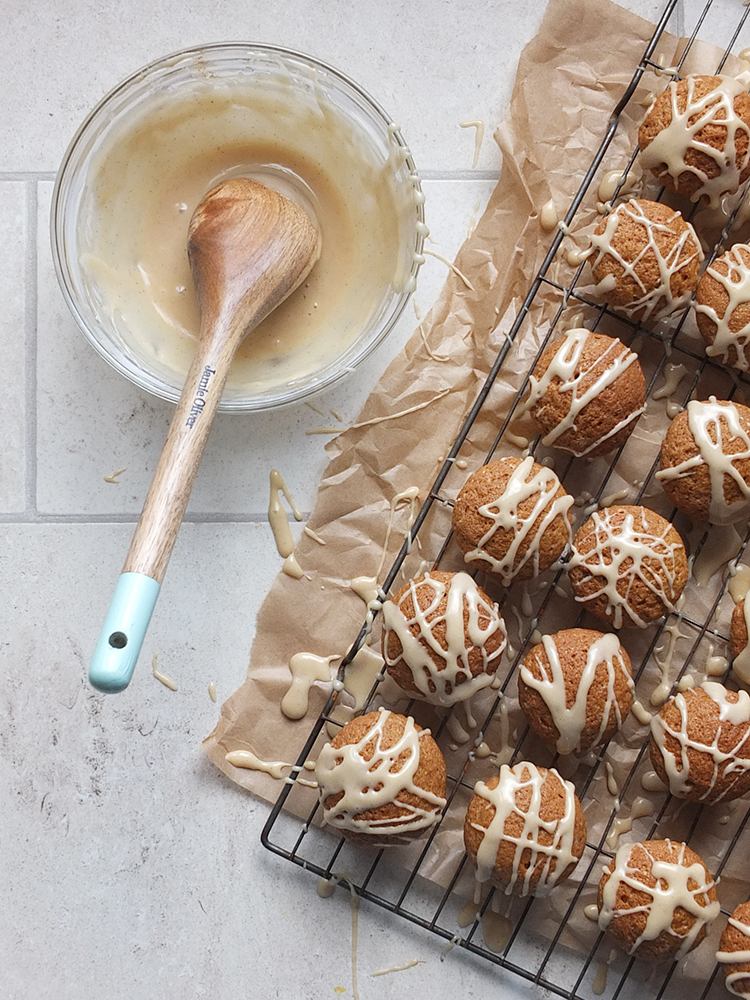 Mini Pumpkin Spice Muffins with a Maple Syrup Drizzle