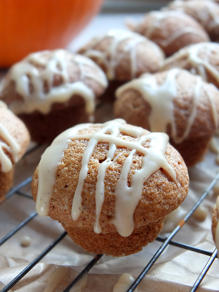 Mini Pumpkin Spice Muffins with a Maple Syrup Drizzle