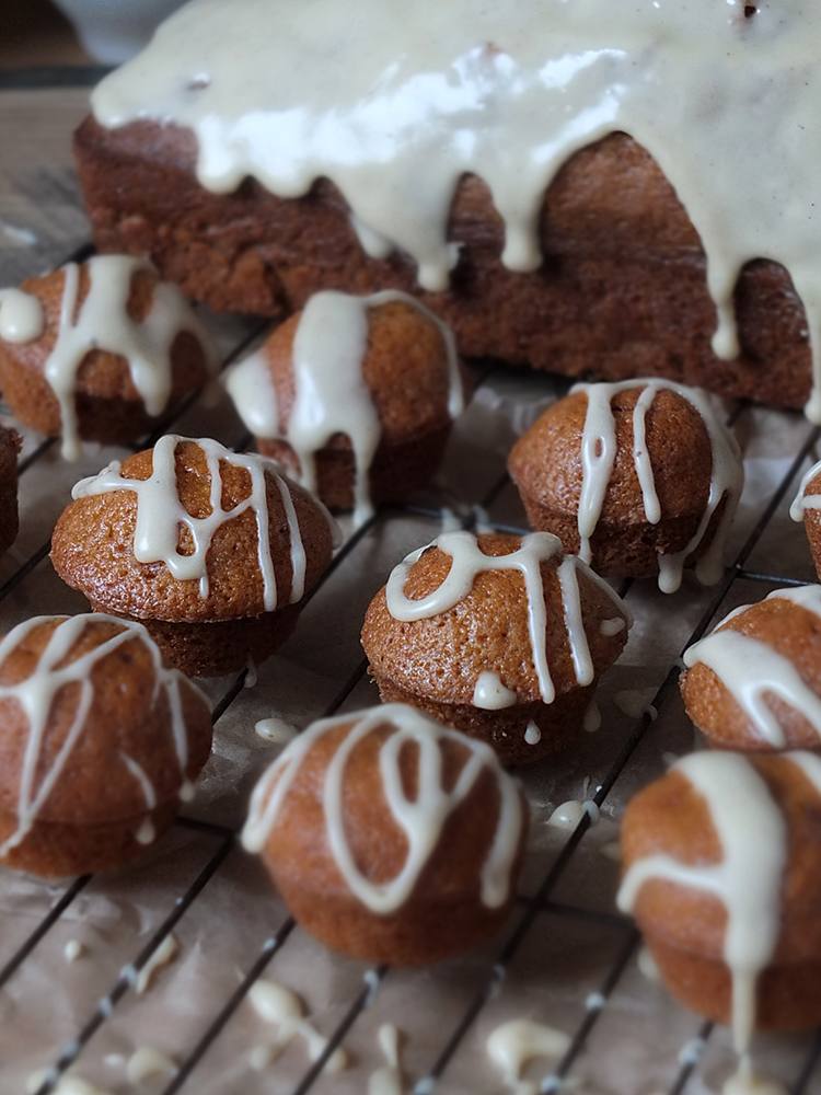 Mini Pumpkin Spice Muffins with a Maple Syrup Drizzle