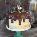 Chocolate and Peanut Butter Swirl Halloween Spider Cake