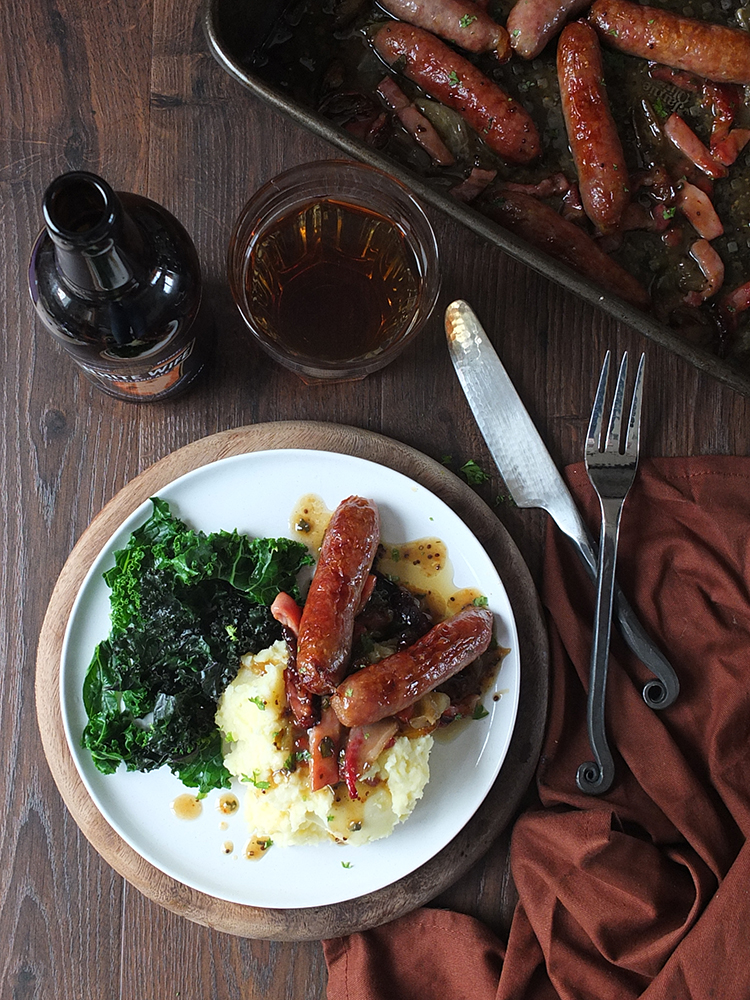 Beer-glazed Roast Iron Age Pork Sausages