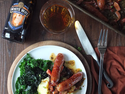 Beer-glazed Roast Iron Age Pork Sausages