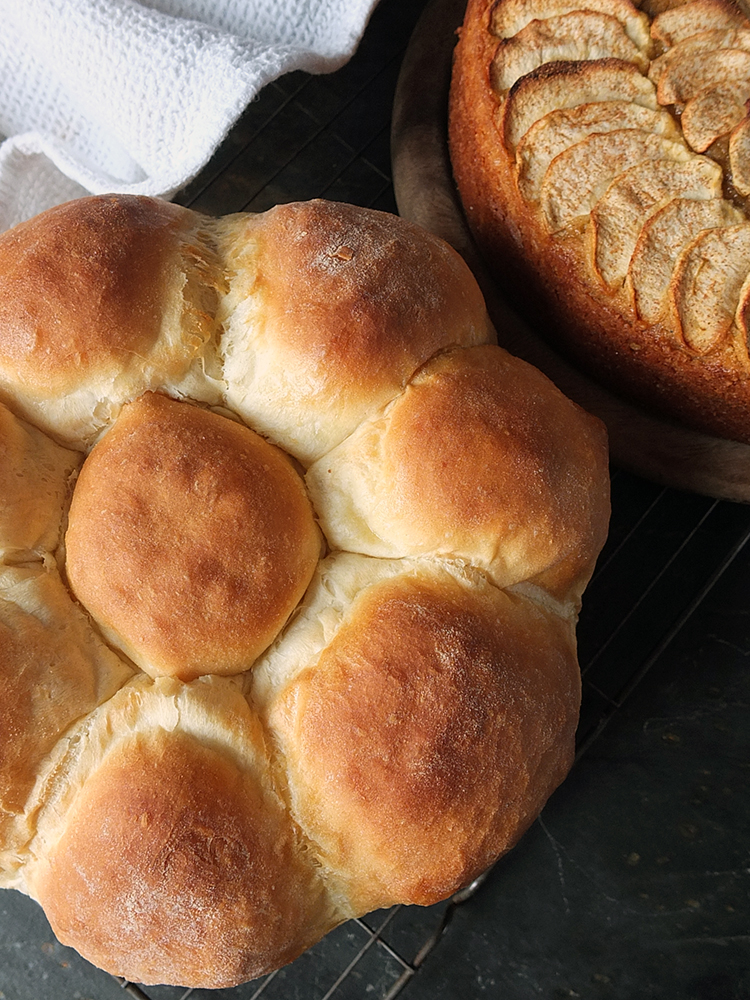 Home made tear & share bread rolls