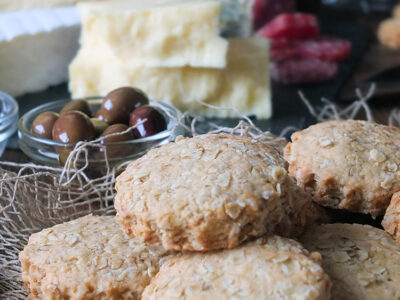 Homemade Rustic Mini Oatcakes - perfect for a cheeseboard!