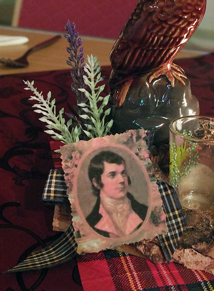 Image of the Burns Night meal centrepiece at the Skeld Hall, Shetland.